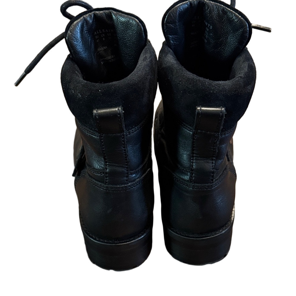 All Saints Paulina Black Leather Combat Boots - Picture 3 of 6